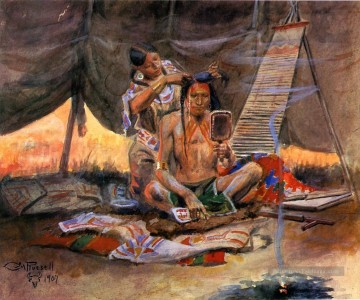  russe Tableau - Salon de beauté Art occidental Amérindien Charles Marion Russell